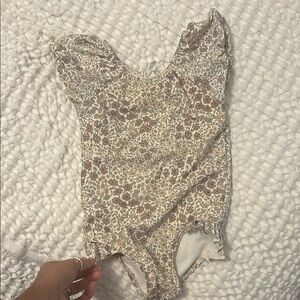 Quincy Mae Cream and Brown Bodysuit One Piece